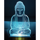 MultiColor Gautam Buddha AC Adapter Night Lamp, laser-engraved on 4mm acrylic glass, ideal for living room or bedroom decor